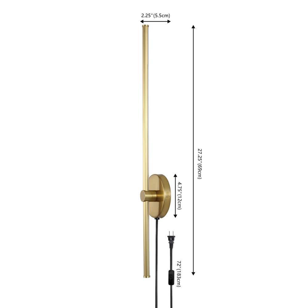 Anton 27.25" Brass Gold Modern Adjustable LED Wall Sconce