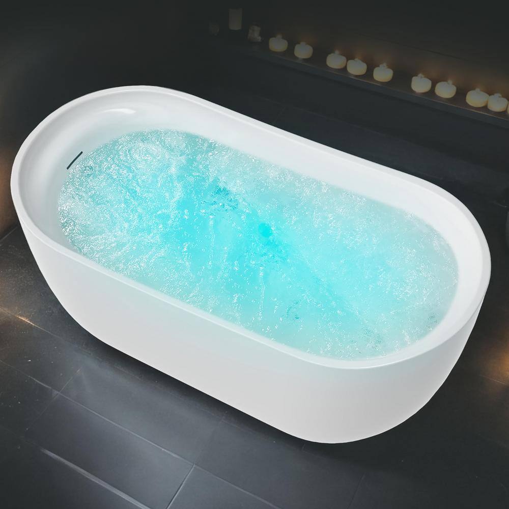 Janet 67'' White Freestanding Acrylic Air and Whirlpool Bathtub