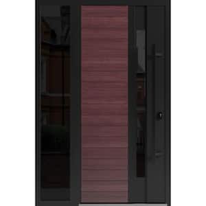 0162 48 in. x 80 in. Left-hand/Inswing Sidelight Tinted Glass Red Oak Steel Prehung Front Door with Hardware