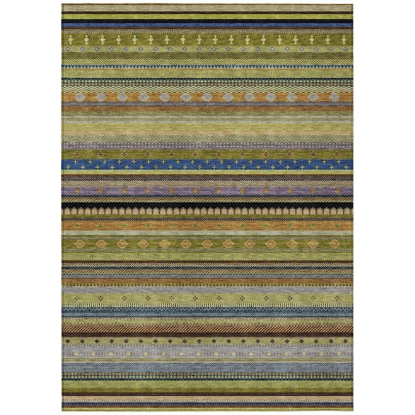Chantille Machine Washable Indoor/Outdoor Abstract ACN2218 Olive 2 ft. 6 in. x 3 ft. 10 in. Area Rug