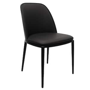 Tule Modern Dining Side Chair with PU Leather Seat and Steel Frame for Kitchen and Dining Room, Black/Black
