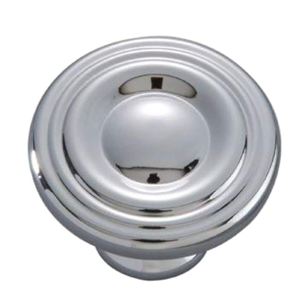 Polished Chrome Round Cabinet Knob with Mounting Hardware