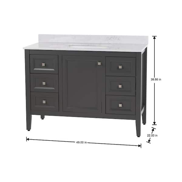 Darcy 49 in. Single Sink Shale Gray Bath Vanity with Pulsar Cultured Marble Top (Assembled)