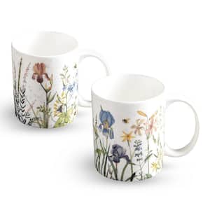 15 oz. 2-Piece Durable High Quality Ceramic Beautifully Rendered in Watercolor Coffee Mug with Easy Grip Handle