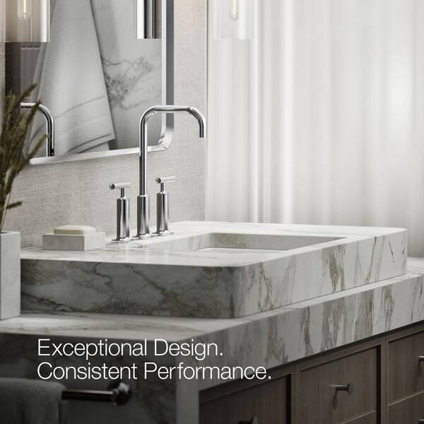 KOHLER Purist 8 in. Widespread 2-Handle Mid-Arc Bathroom Faucet in Polished Chrome with High Gooseneck Spout