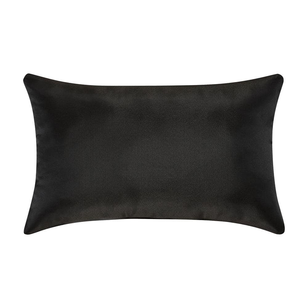 Black and Green Embroidered Rectangular Throw Pillow
