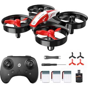 Mini Drone Quadcopter Plane for Kids and Beginners with Auto Hover, 3D Flips, 3-Batteries, Headless Mode, Red