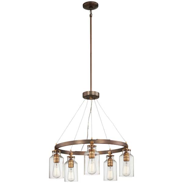 Minka Lavery Morrow 5-Light Harvard Court Bronze with Gold Highlights Chandelier