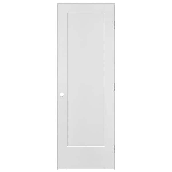 Masonite 24 in. x 80 in. 1 Panel Left-Handed Primed Composite Solid Core Single Prehung Interior Door 4-9/16 in. Flat Jamb