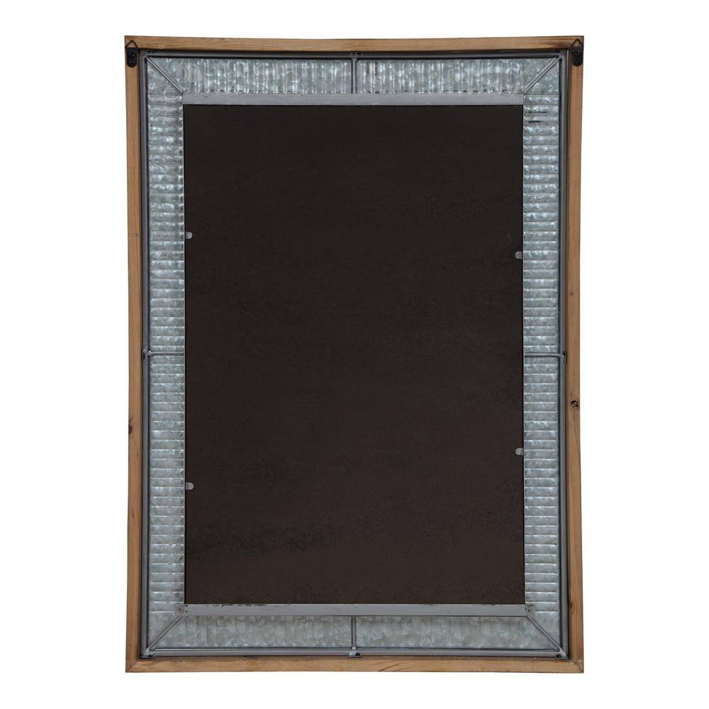 Rustic Brown Wood and Metal Full-Length Rectangular Mirror