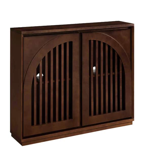 39 in. W x 9.25 in. D x 32.48 in. H Bathroom Dark Brown Linen Cabinet