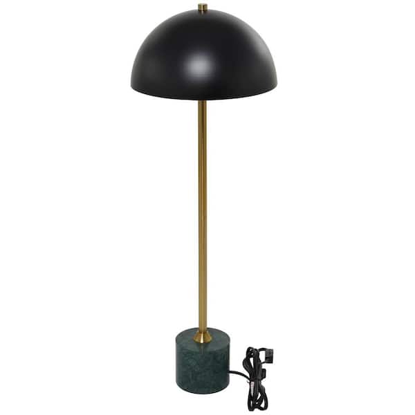 28 in. Black Metal Umbrella Style Task and Reading Desk Lamp with Marble Base