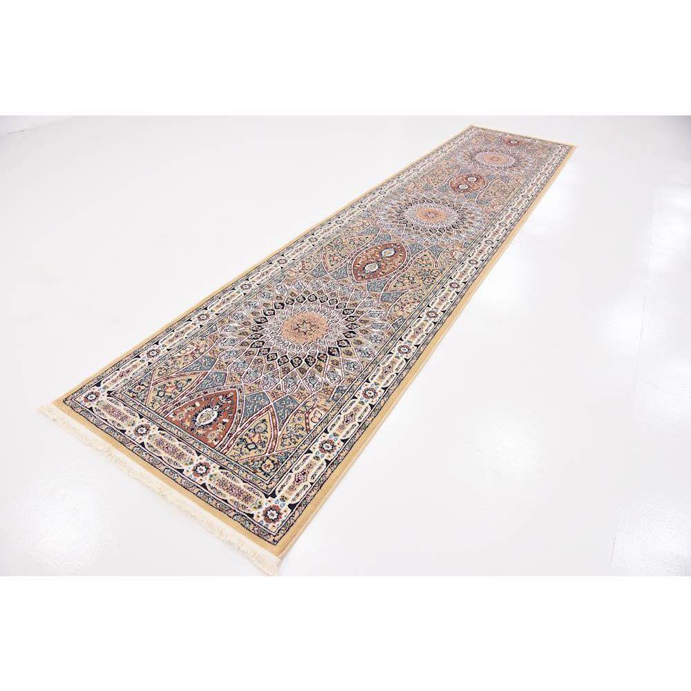 Nain Design Traditional Beige 13' Synthetic Runner Rug