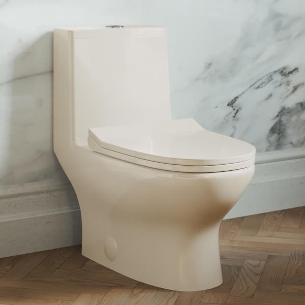 Swiss Madison Ivy 1-piece 1.1/1.6 GPF Elongated Toilet Dual Vortex Flush in Bisque Seat Included