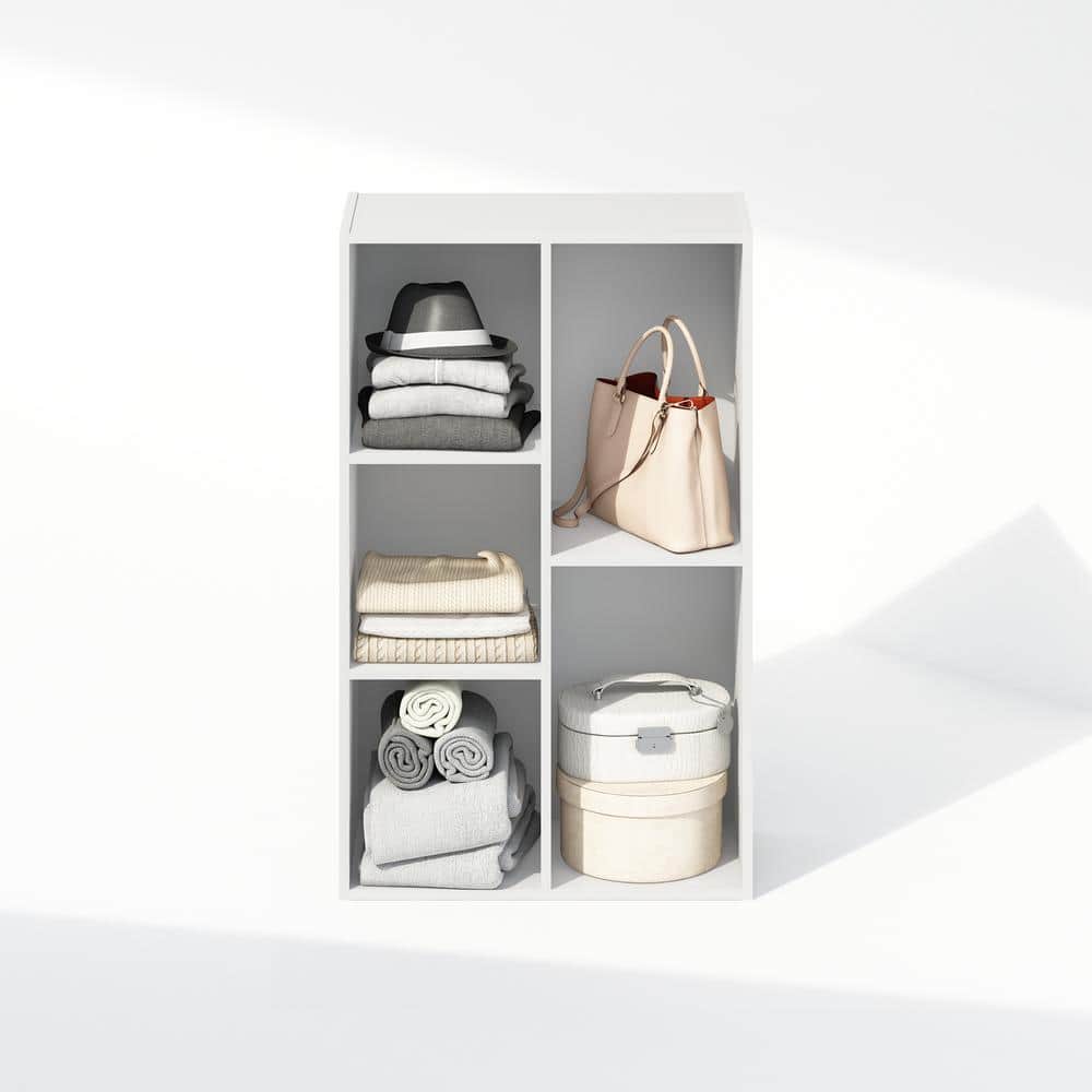 White 9-Shelf Vertical Cube Bookcase with Closed Back