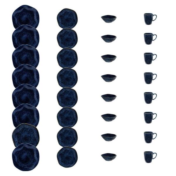 Manhattan Comfort Ryo 32-Piece Dark Blue Porcelain Dinnerware Set (Service for 8)