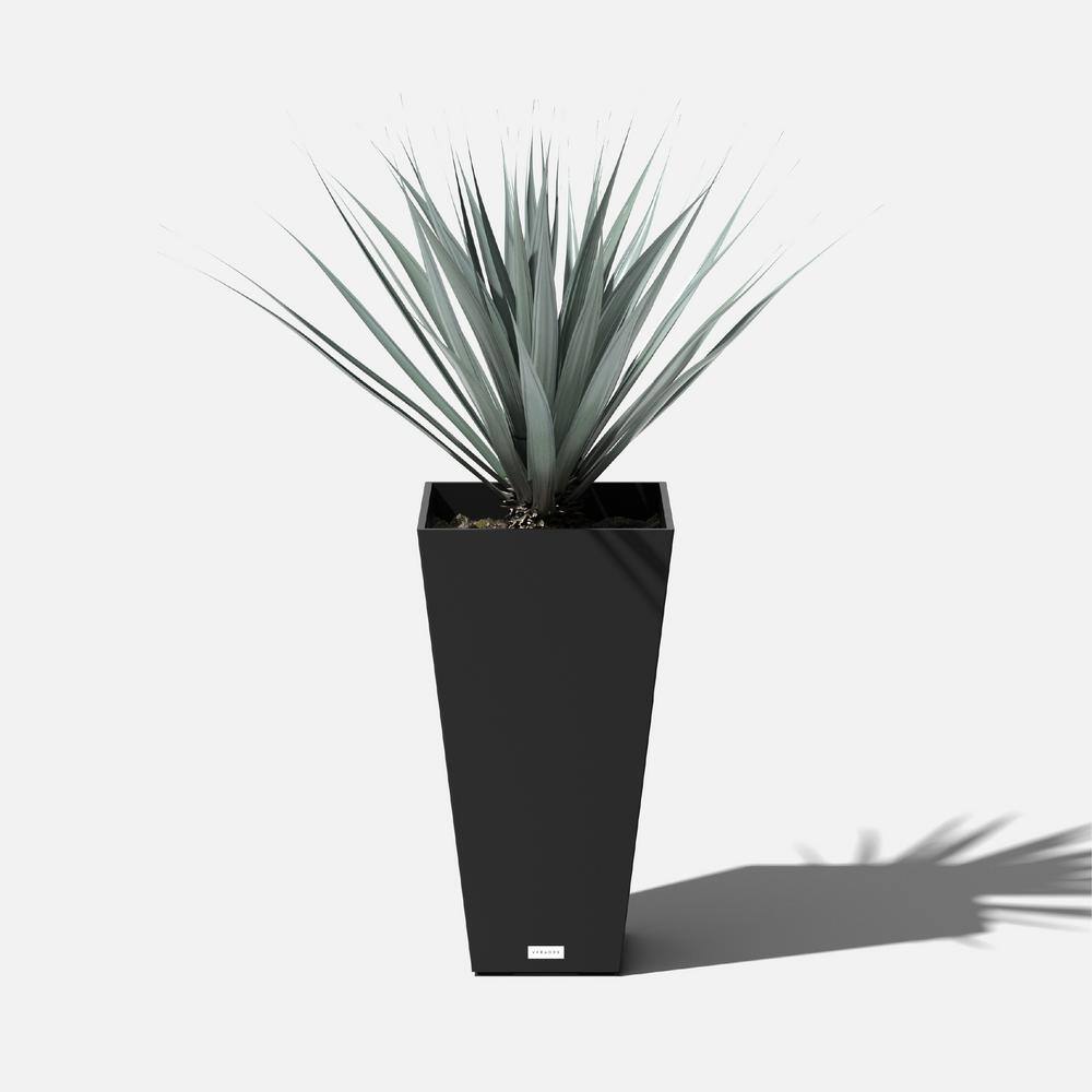 Midland 26" Black Recycled Plastic Tall Square Planter