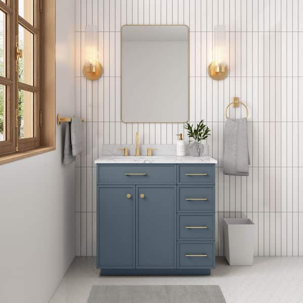 Glacier Bay Marcote 36 in. Single Sink Freestanding Slate Blue