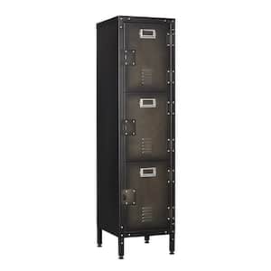 Locker Storage Cabinet, 47.3 in. Industrial Steel Storage Cabinet with Shelves and 3 Lockable Doors for Home, School