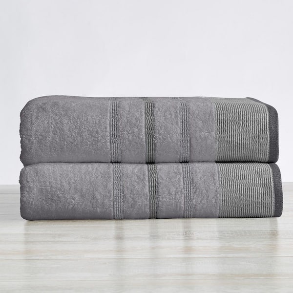 Light Grey / Mid Grey / Dark Grey Premium Cotton 2 Pk Decorative Bath Sheet Set