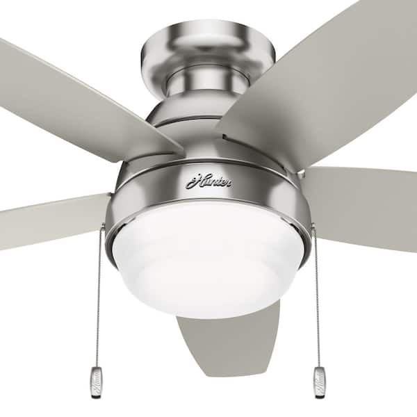 Hunter Brushed Nickel Flush Mount Ceiling Fan | Shelly Lighting