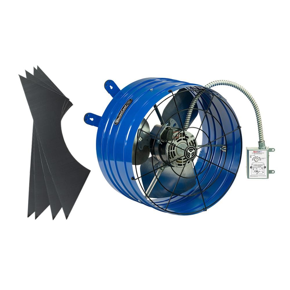 Blue Steel Roof Mount Attic Fan with Thermostat