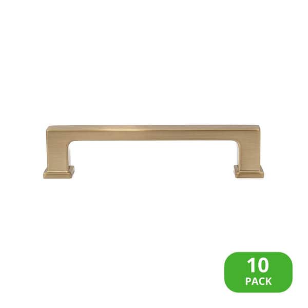 Sumner Street Home Hardware 10-Pack Chelsey 4 in. (102 mm) Center-to-Center Classic Satin Brass Bar Drawer Pull