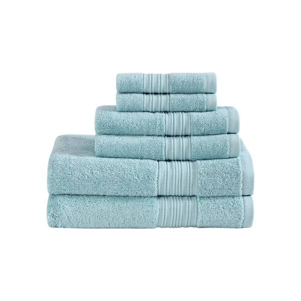 Eddie Bauer Denali Solid Anti-Bacterial 6-Piece Aqua Blue Cotton Towel Set