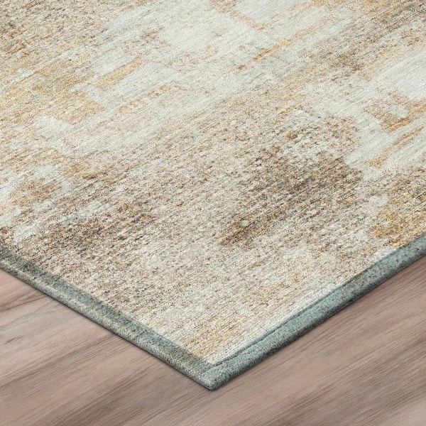 Chantille Machine Washable Indoor/Outdoor Abstract ACN2873 Khaki 8 ft. x 8 ft. Round Rug