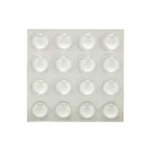 3/8 in. Clear Soft Rubber Like Plastic Self-Adhesive Round Bumpers (16-Pack)
