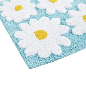 Fun Daisies 20 in. x 32 in. Multi-Colored Floral Cotton Rectangular Bath Mat