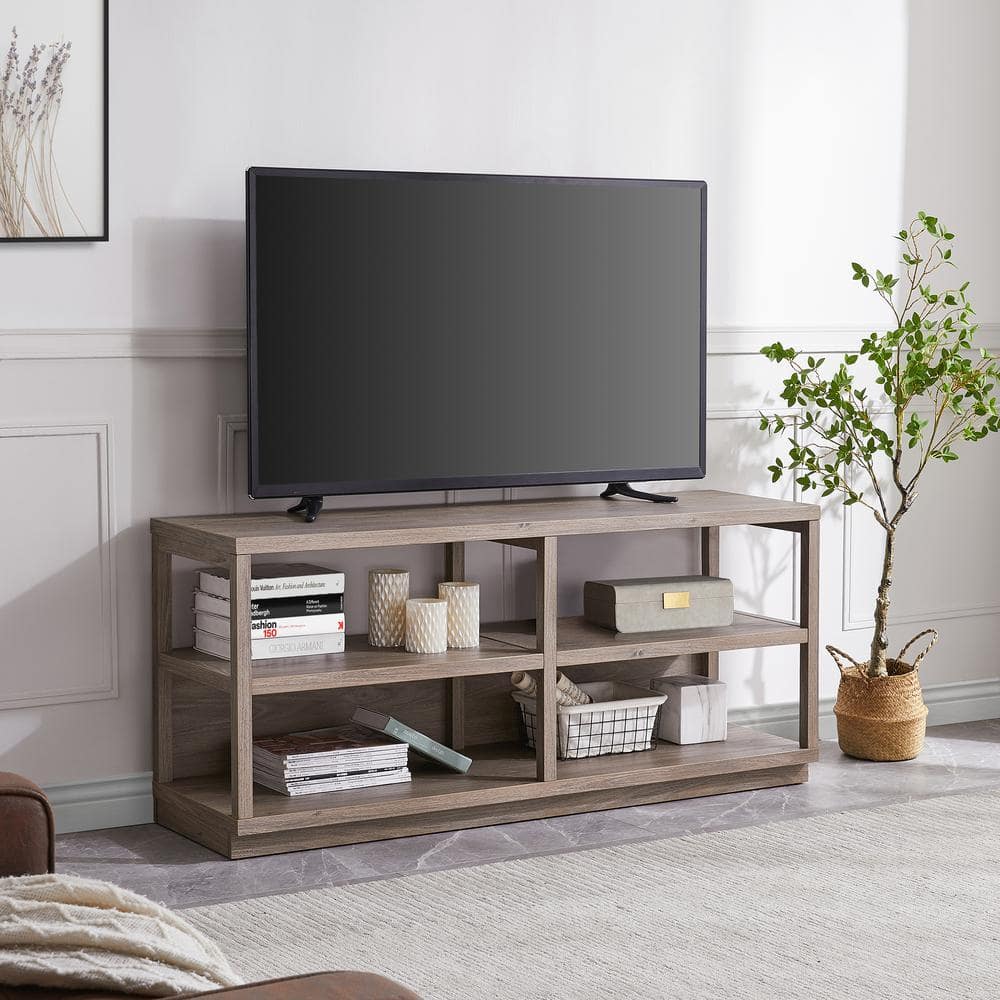 Antiqued Gray Oak 55" Simplistic TV Stand for Modern Homes