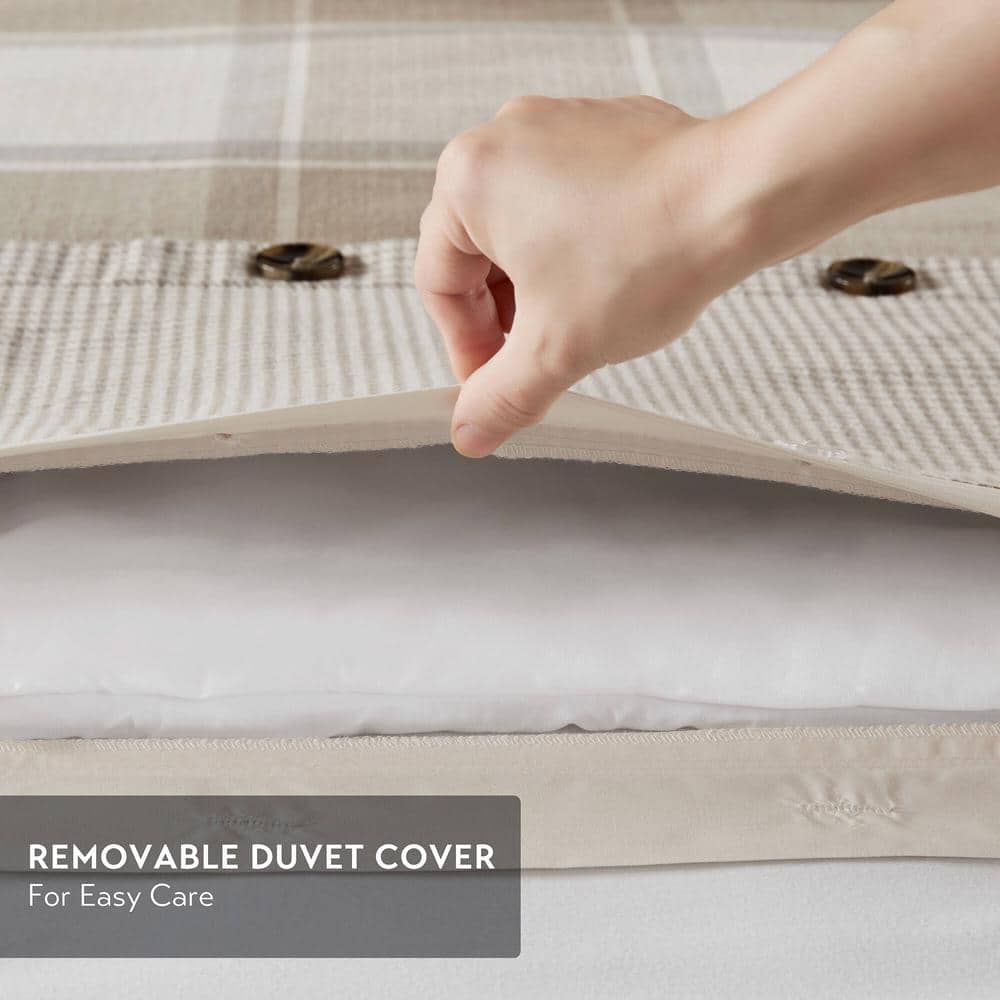 King Size Brown Cotton Jacquard Comforter Set with Decorative Pillows