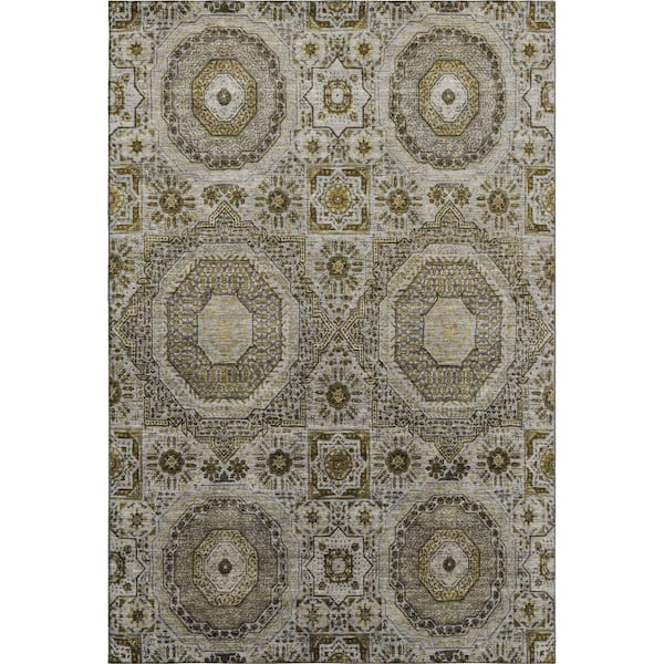 Mayfield Premium Machine Washable Abstract AMF1923 Taupe 9 ft. x 12 ft. Area Rug