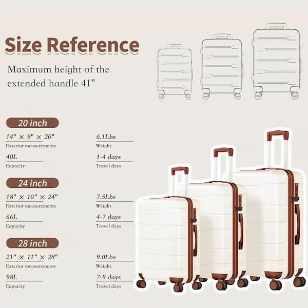 HONGGE 3-Piece Hardshell Luggage Set with TSA Lock, YKK Zippers
