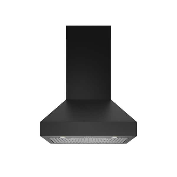 30 in. 800 CFM Convertible Wall Mount Range Hood in Matte Black with Baffle Filter, LED Light, and 7-inch Duct Vent