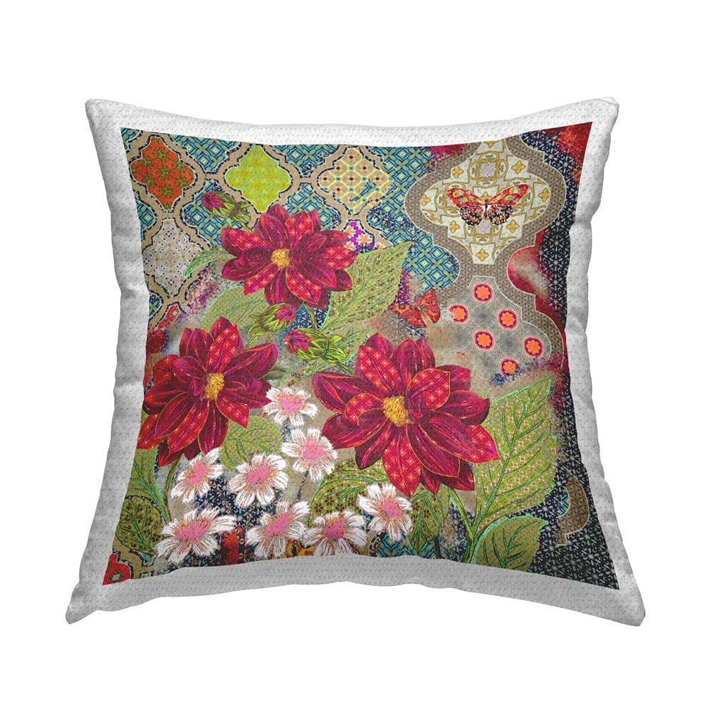 Quatrefoil Patterned Flowers Multi-Color Square Outdoor Throw Pillow price history on PriceWatchPro