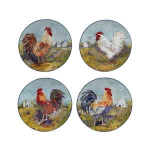 Rooster Meadow Assorted Colors Dinner Plate (Set of 4)