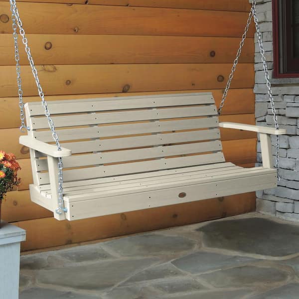 Highwood Weatherly 60 in. 2-Person Whitewash Recycled Plastic Porch Swing
