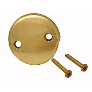 2-Hole Bathtub Waste and Overflow Faceplate with Screws in Polished Brass