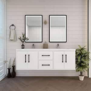 Victoria 59 in. W x 20 in. D x 22 in. H Double Sink Floating Bath Vanity in Gloss White with White Acrylic Top