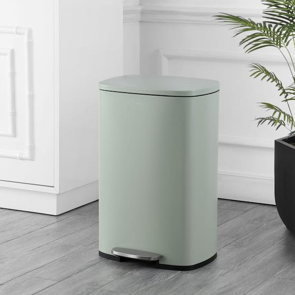 Connor Rectangular 13-Gal. Trash Can with Soft-Close Lid and FREE Mini Trash Can, Pistachio Gelato