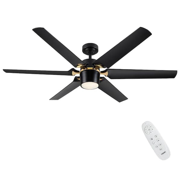 Yardreeze Modern Black 60 in. Indoor Integrated LED Light Ceiling Fan with Remote Control