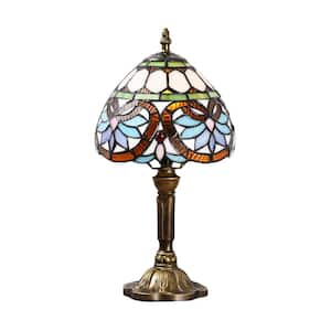 Decorative 14.6 in. Multi-Colored Tiffany-Style Table Lamp Bronze Finish Traditional Desk Lamp