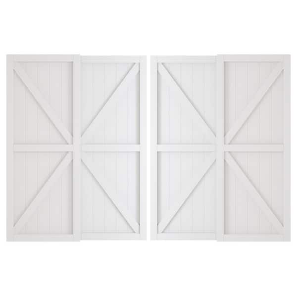 TENONER 120in x 80in (Double 60" Doors), MDF wood, White Double K Shape Sliding Door with All Hardware