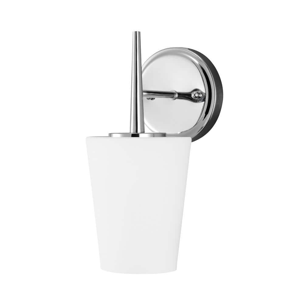Driscoll Chrome 1-Light Outdoor Sconce with Opal Etched Glass