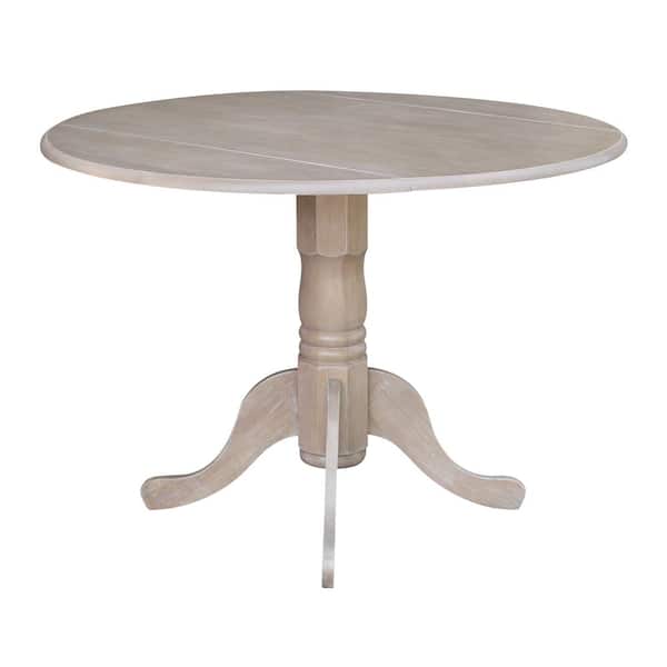 International Concepts 42 In Weathered, Round Drop Leaf Pedestal Table White