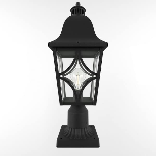 20.2 in. Outdoor Series 1-Light Black Aluminum Hardwired Outdoor Waterproof Post Light with No Bulbs Included (1-Pack)