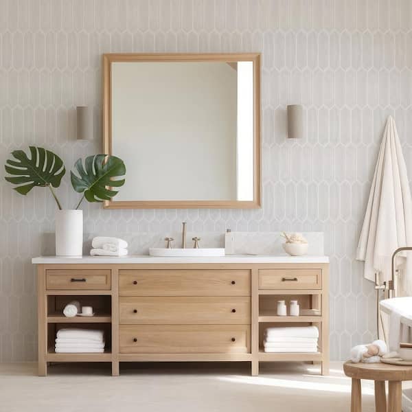 Take Home Tile Sample - Gloss White 3 in. x 6 in. Ceramic Picket Wall Tile Sample