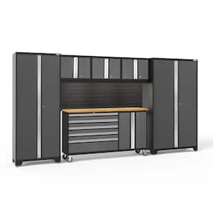 Bold Series 144 in. W x 76.75 in. H x 18 in. D 24-Gauge Steel Garage Cabinet Set in Gray (6-Piece)